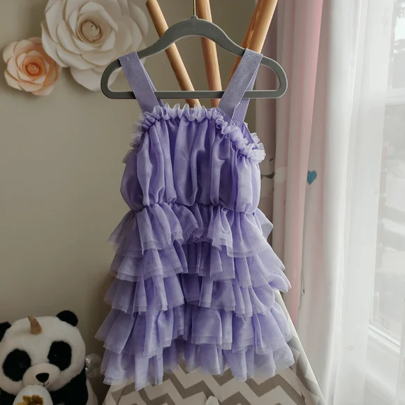 Lavender Ruffle Kids Dress - Picture 12 of 12
